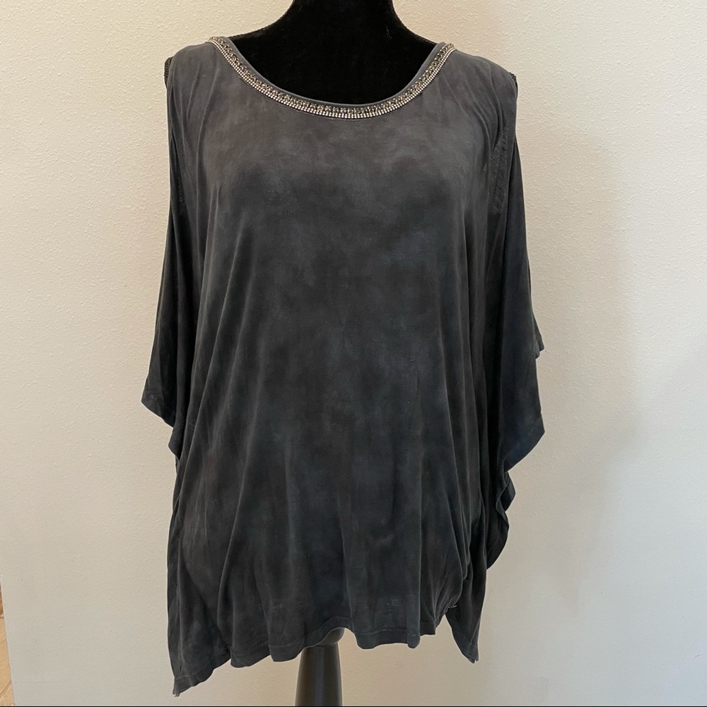 GUESS Tie Dye Glitter Short Sleeve Top